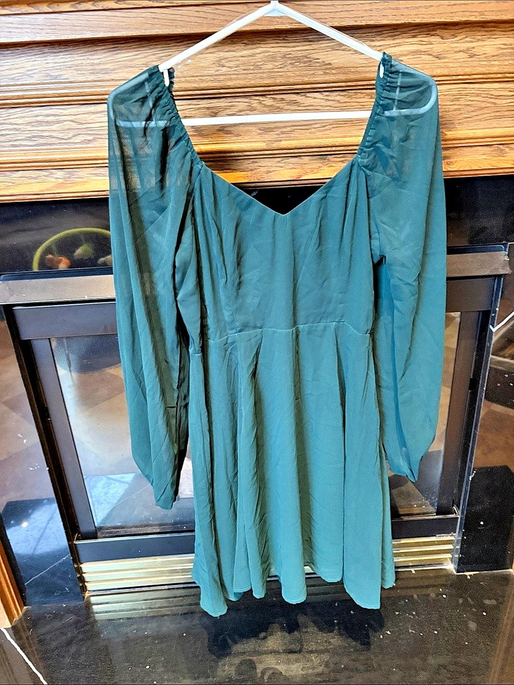 French Kiss Green Long Sleeve Mini Dress Size Large